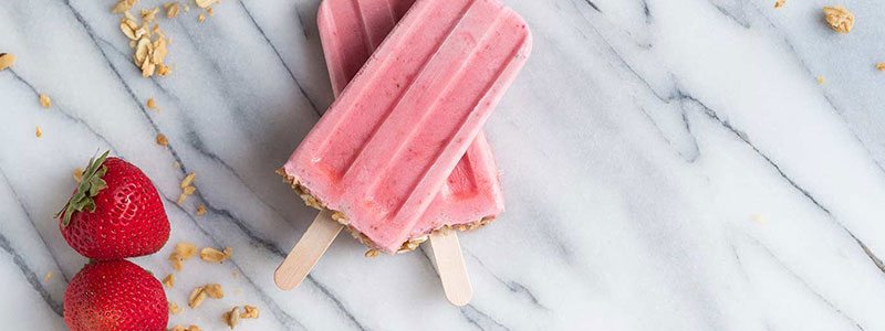 Strawberry Month Favorite Recipes | Strawberry Granola Yogurt Pops